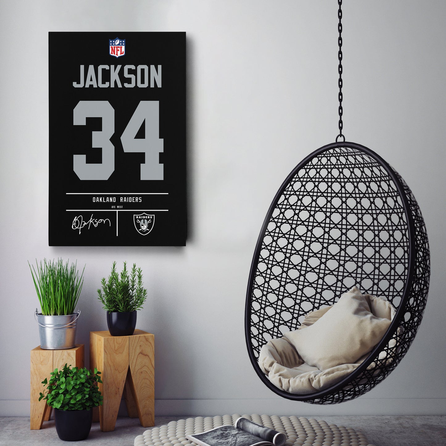 Bo Jackson Oakland Raiders Jersey Canvas Wall Art