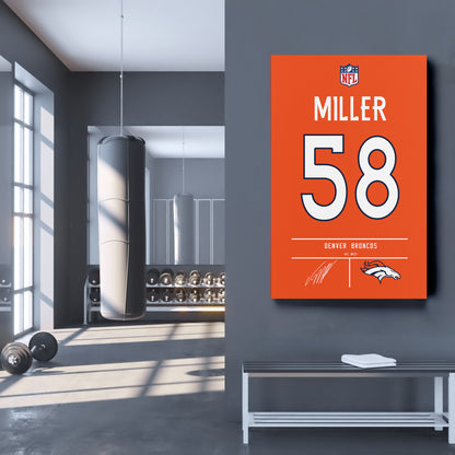 Von Miller Broncos Jersey Canvas Print | Wall Art Decor