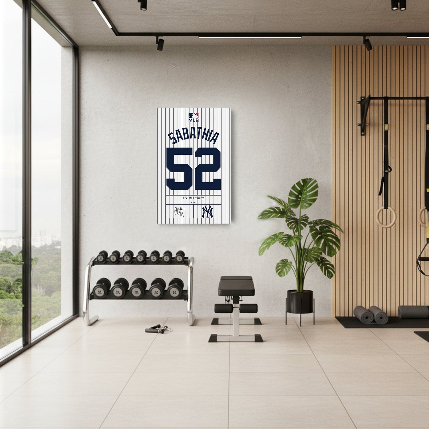 CC Sabathia New York Yankees Jersey Canvas Wall Art