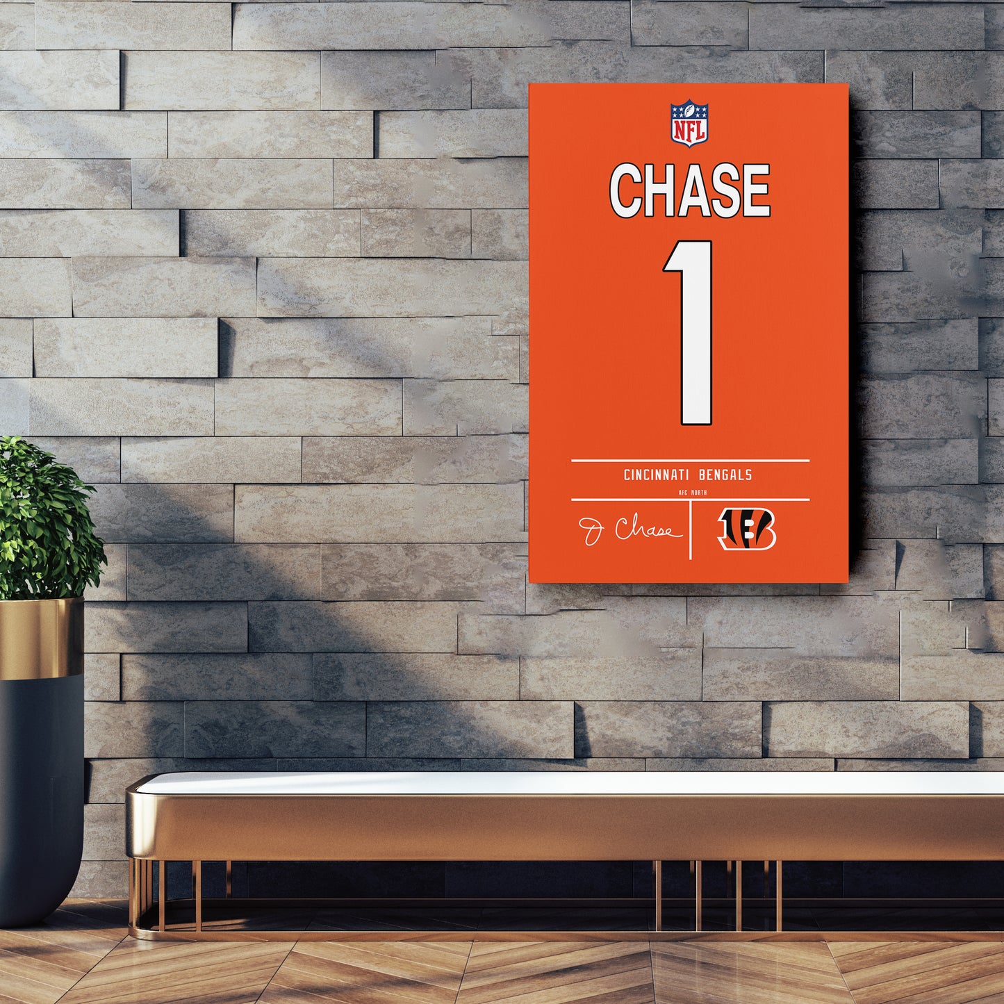 Ja'Marr Chase Bengals Jersey Canvas Print | Wall Art Decor