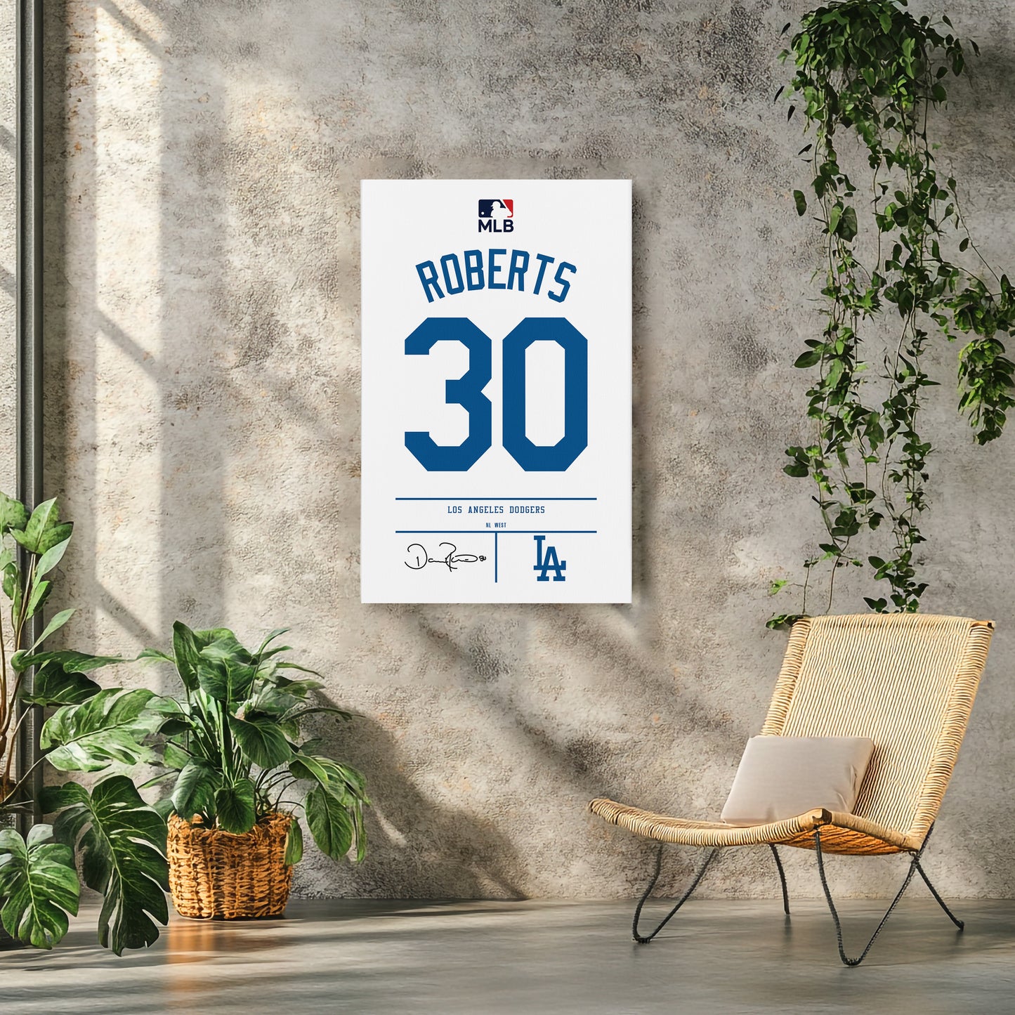 Dave Roberts Los Angeles Dodgers Jersey Canvas Wall Art