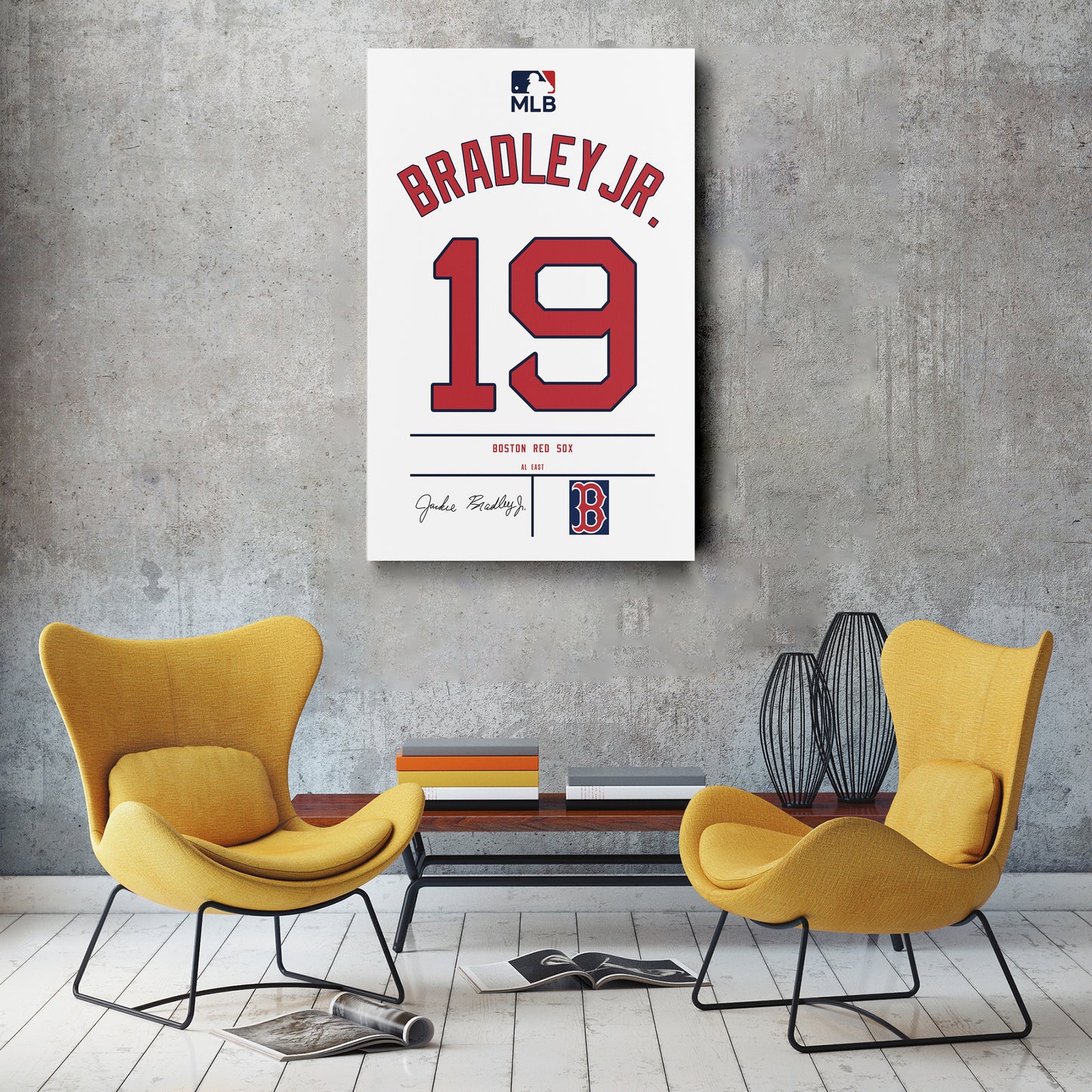 Jackie Bradley Jr. Red Sox Jersey Canvas Print | Wall Art Decor