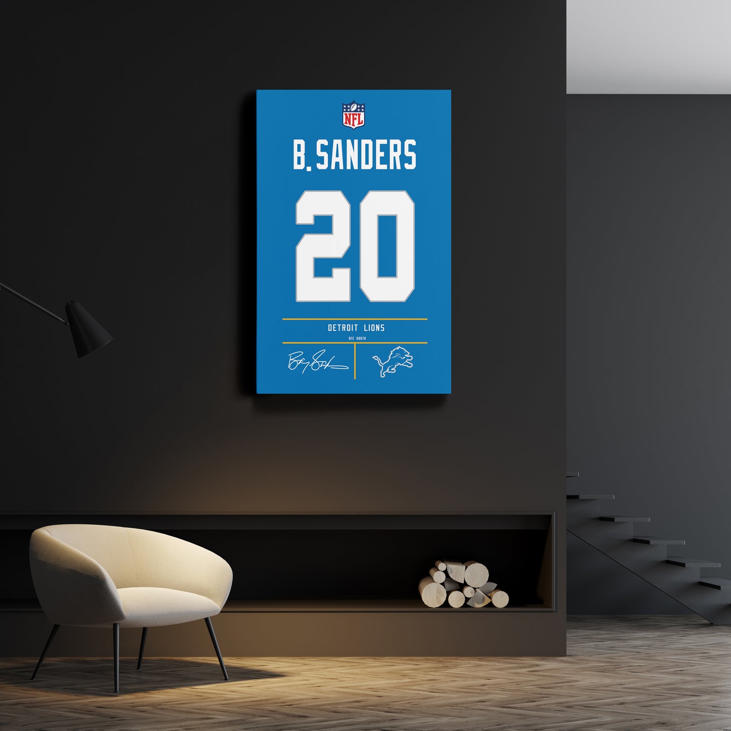 Barry Sanders Lions Jersey Canvas Print | Wall Art Decor