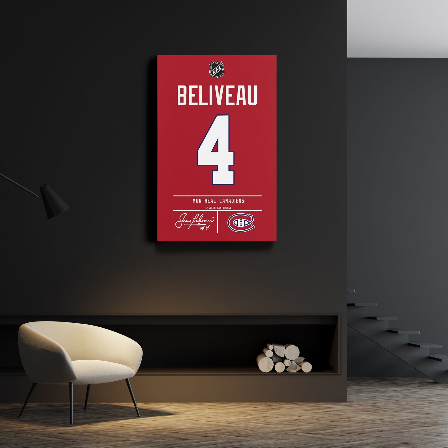 Jean Beliveau Canadiens Jersey Canvas Print | Wall Art Decor