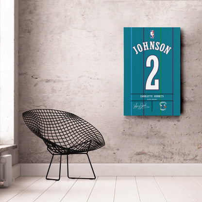 Larry Johnson Charlotte Hornets Jersey Canvas Wall Art