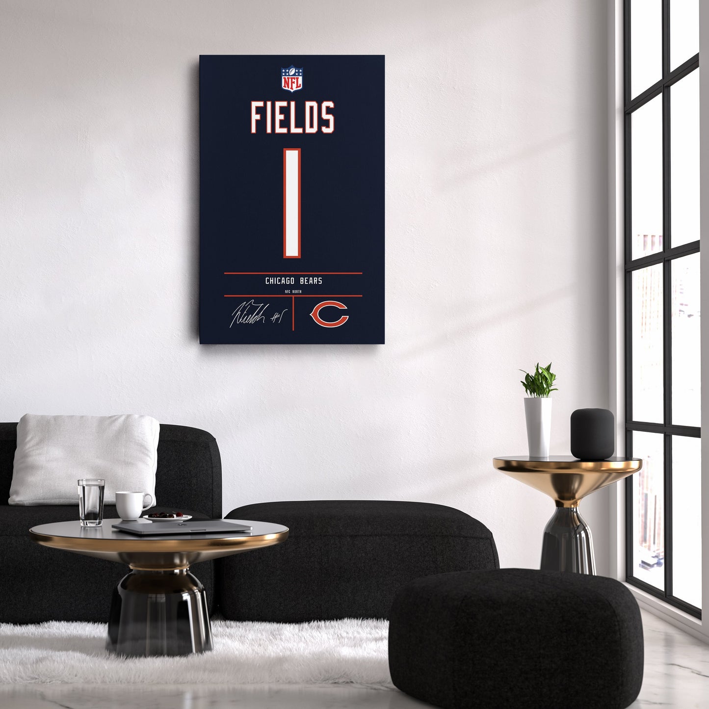 Justin Fields Bears Jersey Canvas Print | Wall Art Decor