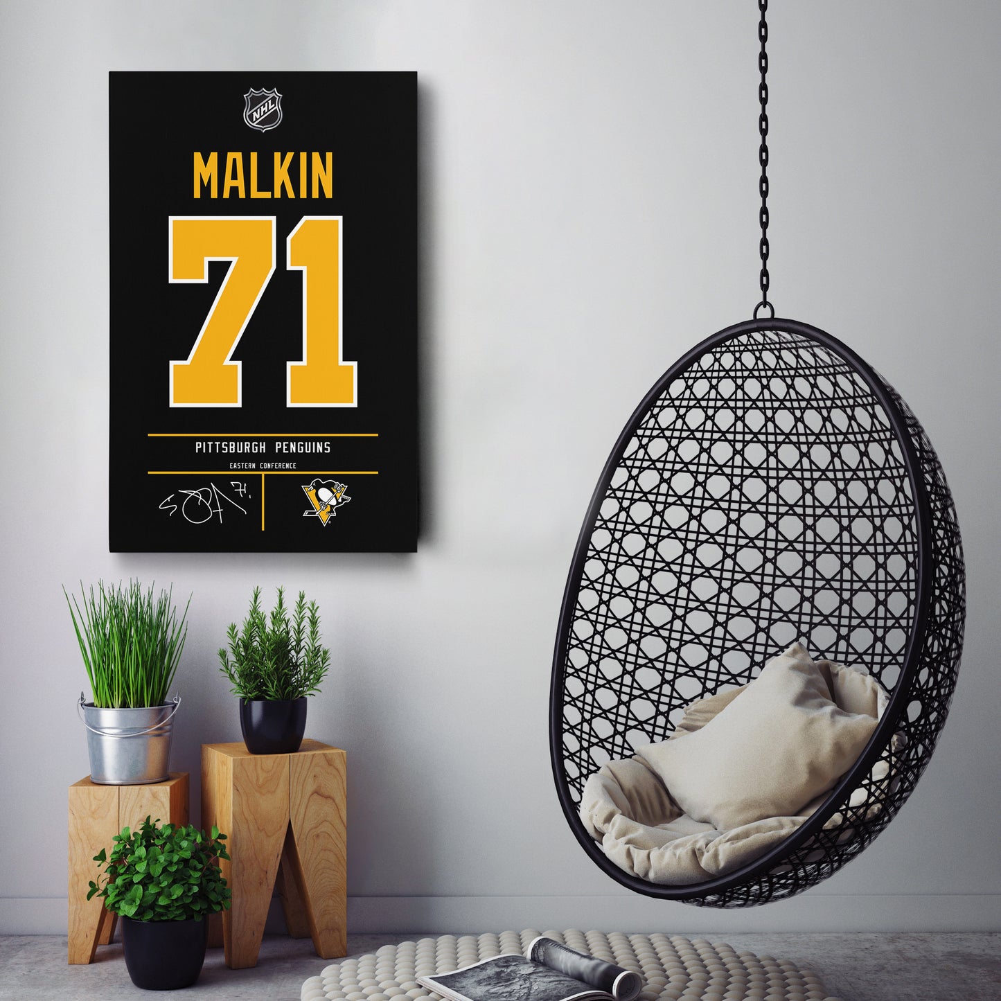 Evgeni Malkin Pittsburgh Penguins Jersey Canvas Wall Art