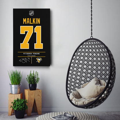 Evgeni Malkin Pittsburgh Penguins Jersey Canvas Wall Art