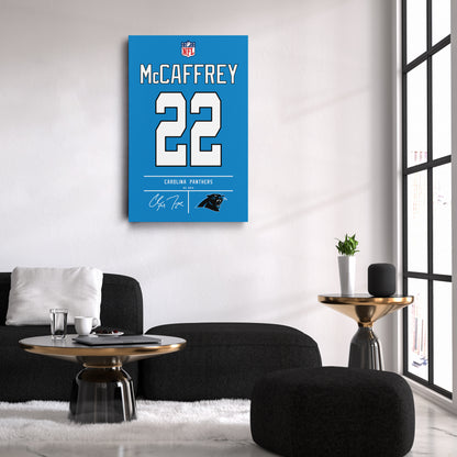 Christian McCaffrey Panthers Jersey Canvas Print | Wall Art Decor