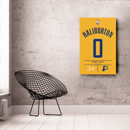 Tyrese Haliburton Indiana Pacers Jersey Canvas Wall Art