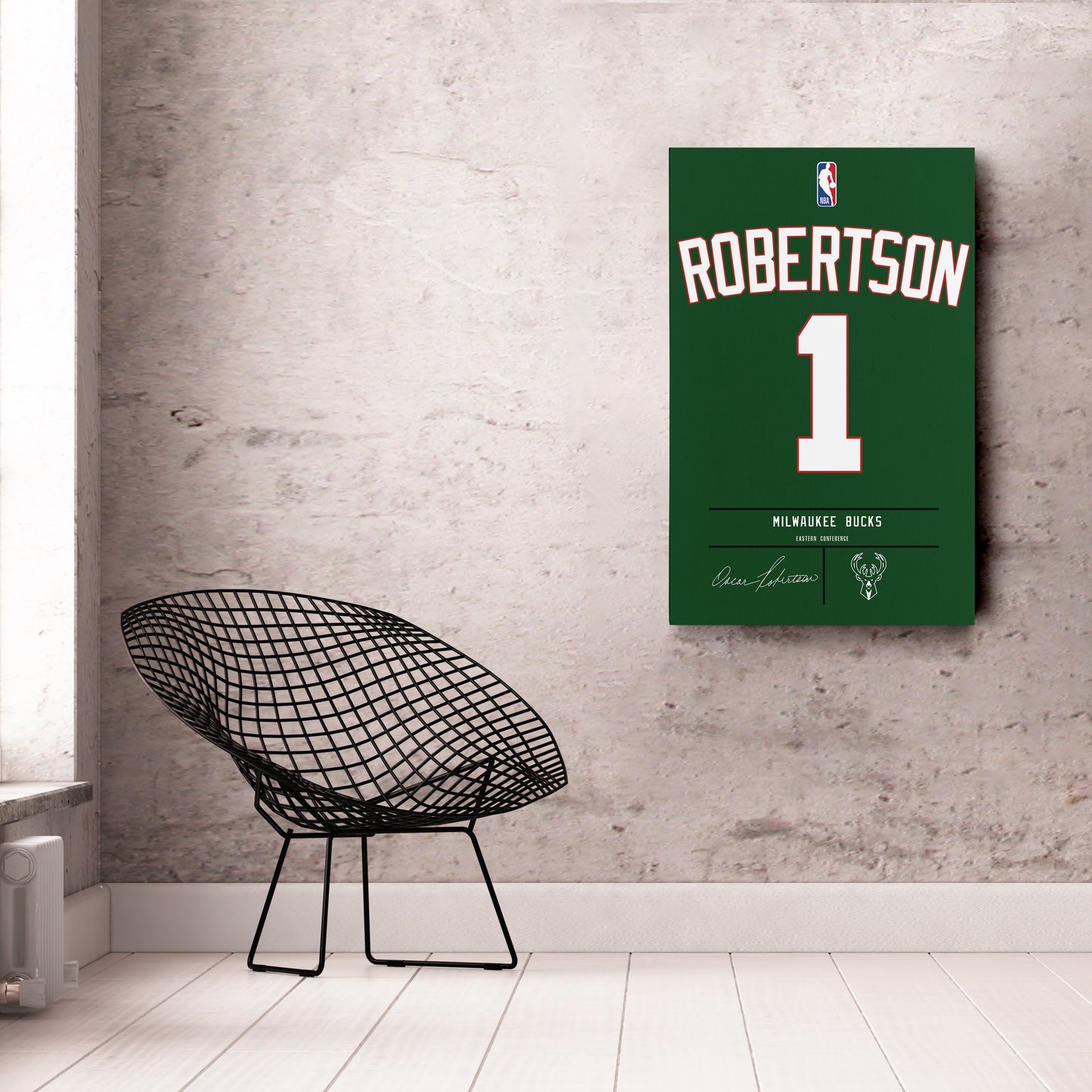 Oscar Robertson Bucks Jersey Canvas Print | Wall Art Decor