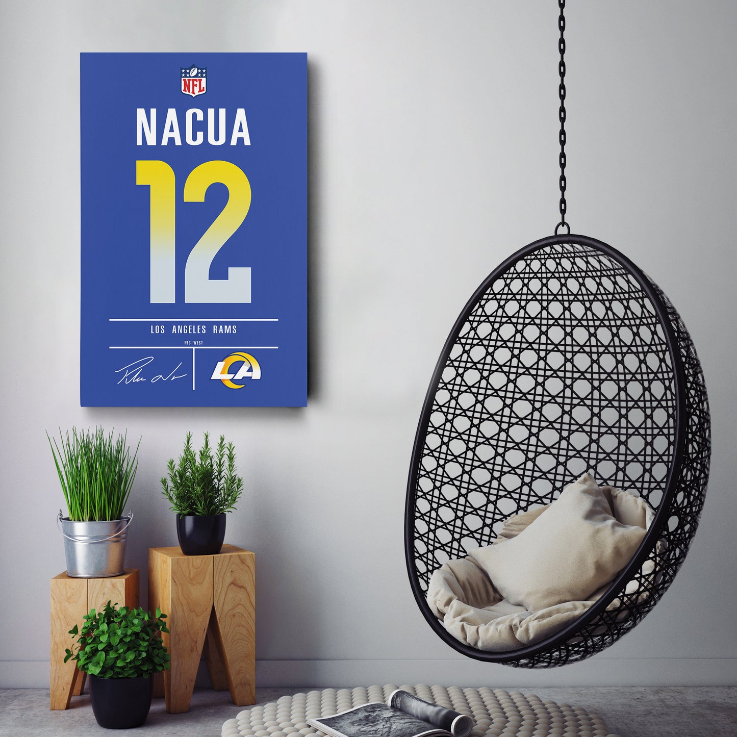 Puka Nacua Los Angeles Rams Jersey Canvas Wall Art