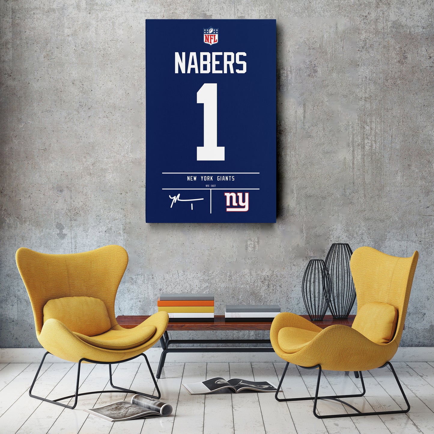 Malik Nabers New York Giants Jersey Canvas Wall Art