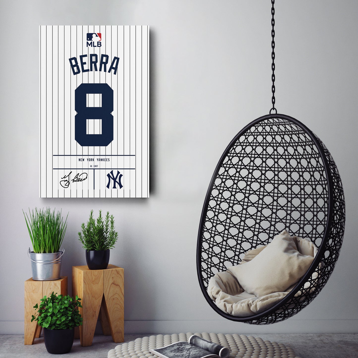 Yogi Berra New York Yankees Jersey Canvas Wall Art