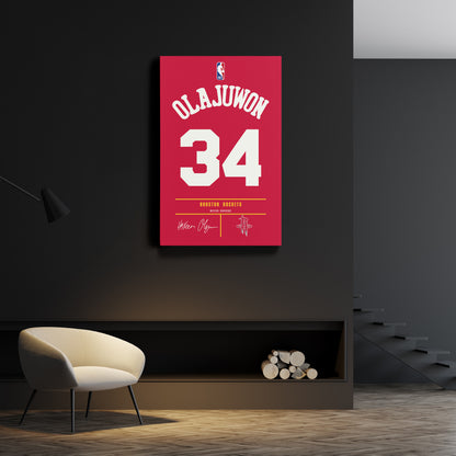 Hakeem Olajuwon Houston Rockets Jersey Canvas Wall Art