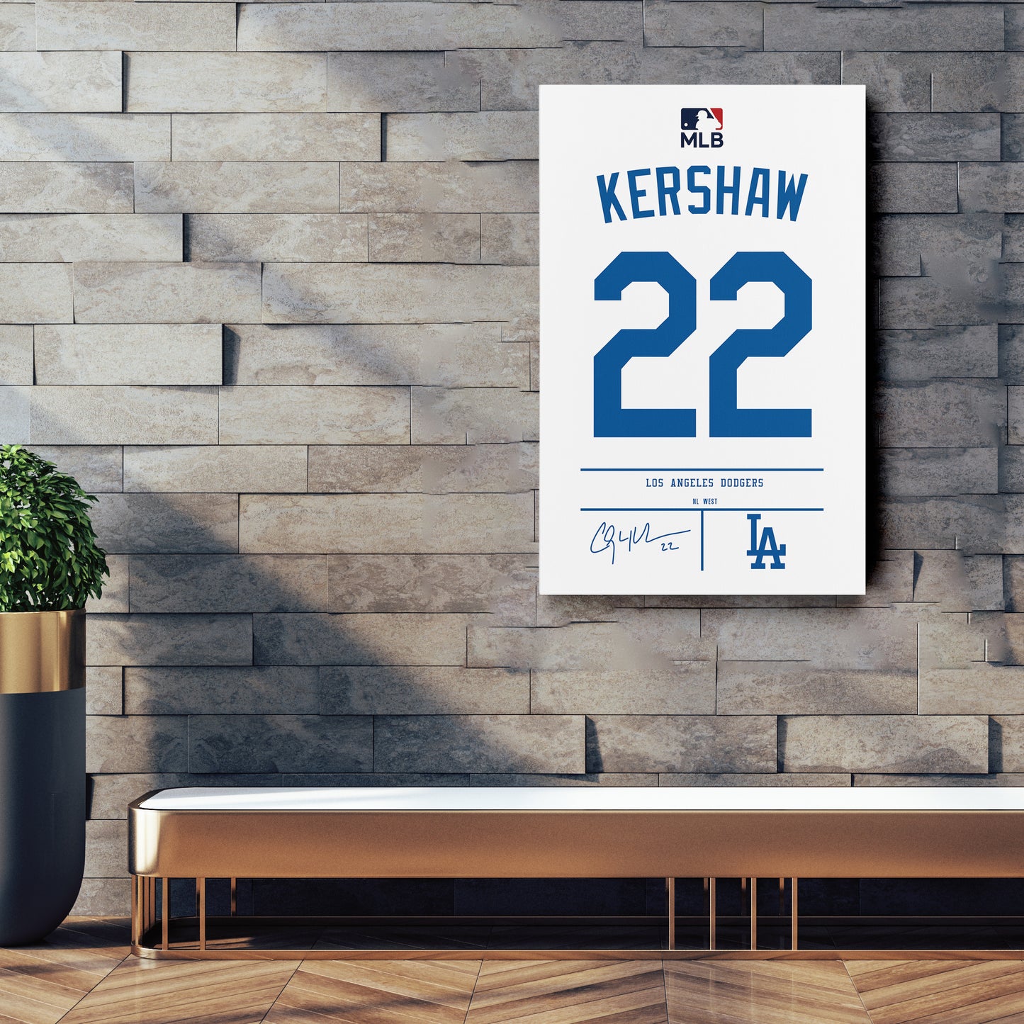 Clayton Kershaw Los Angeles Dodgers Jersey Canvas Wall Art