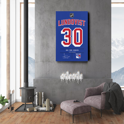 Henrik Lundqvist Rangers Jersey Canvas Print | Wall Art Decor