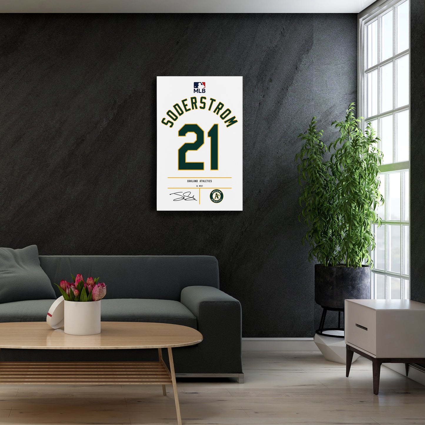 Tyler Soderstrom Oakland Athletics Jersey Canvas Wall Art