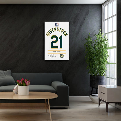Tyler Soderstrom Oakland Athletics Jersey Canvas Wall Art