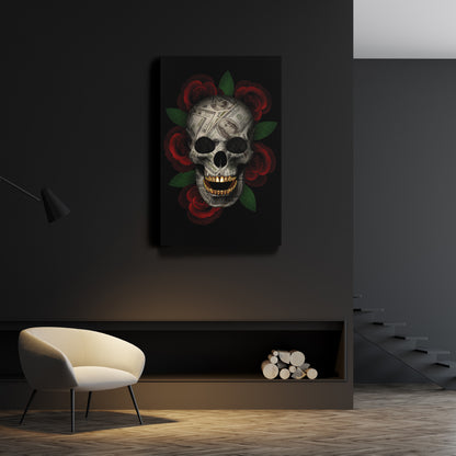 Skull 'Money Talks' Canvas Print | Dark Aesthetic Wall Art Decor