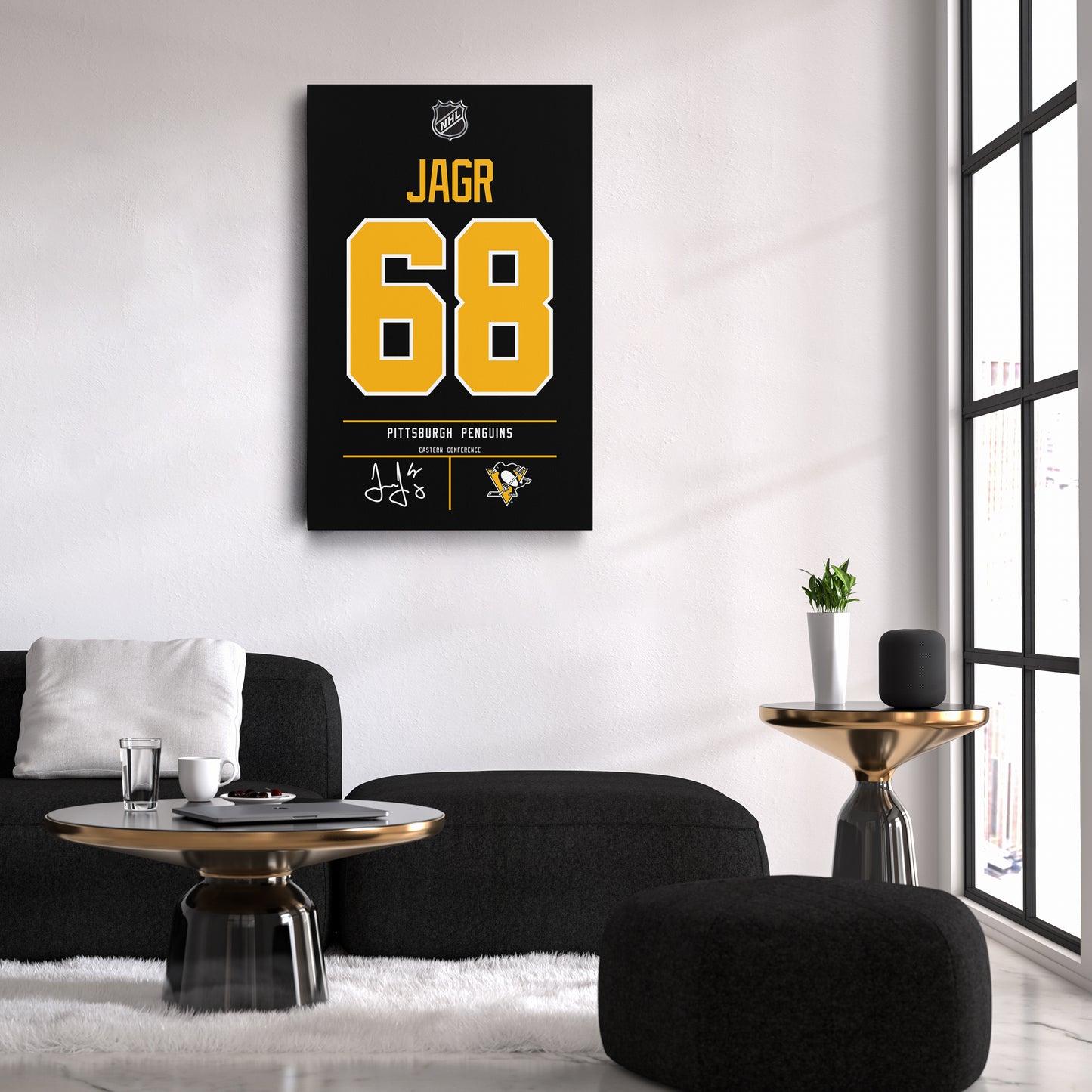 Jaromir Jagr Pittsburgh Penguins Jersey Canvas Wall Art