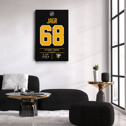 Jaromir Jagr Pittsburgh Penguins Jersey Canvas Wall Art