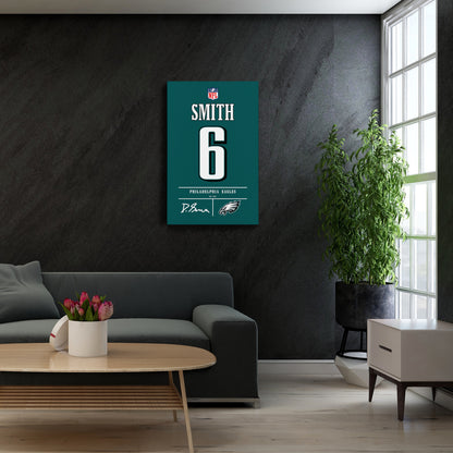 DeVonta Smith Philadelphia Eagles Jersey Canvas Wall Art