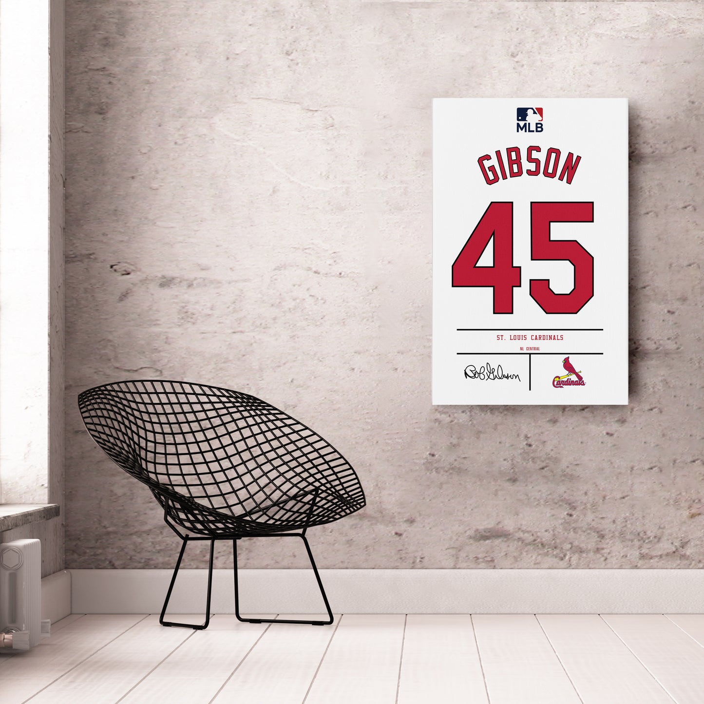 Bob Gibson St. Louis Cardinals Jersey Canvas Wall Art