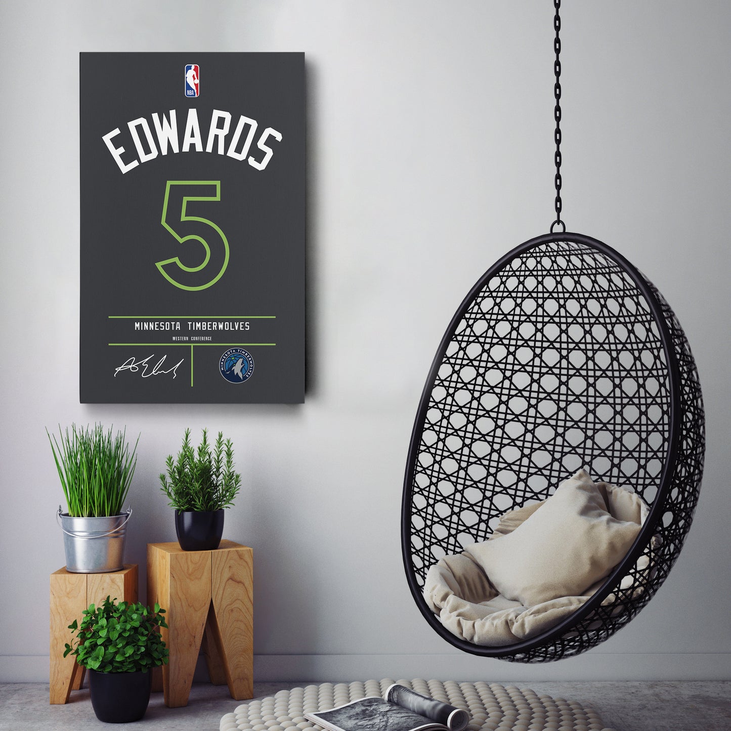 Anthony Edwards Minnesota Timberwolves Jersey Canvas Wall Art