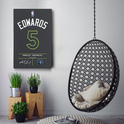 Anthony Edwards Minnesota Timberwolves Jersey Canvas Wall Art