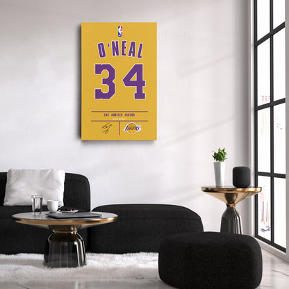 Shaquille O'Neal Lakers Jersey Canvas Print | Wall Art Decor