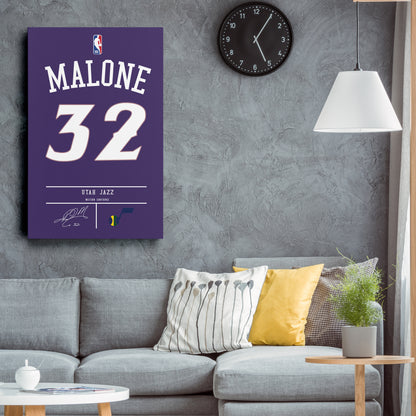 Karl Malone Jazz Jersey Canvas Print | Wall Art Decor