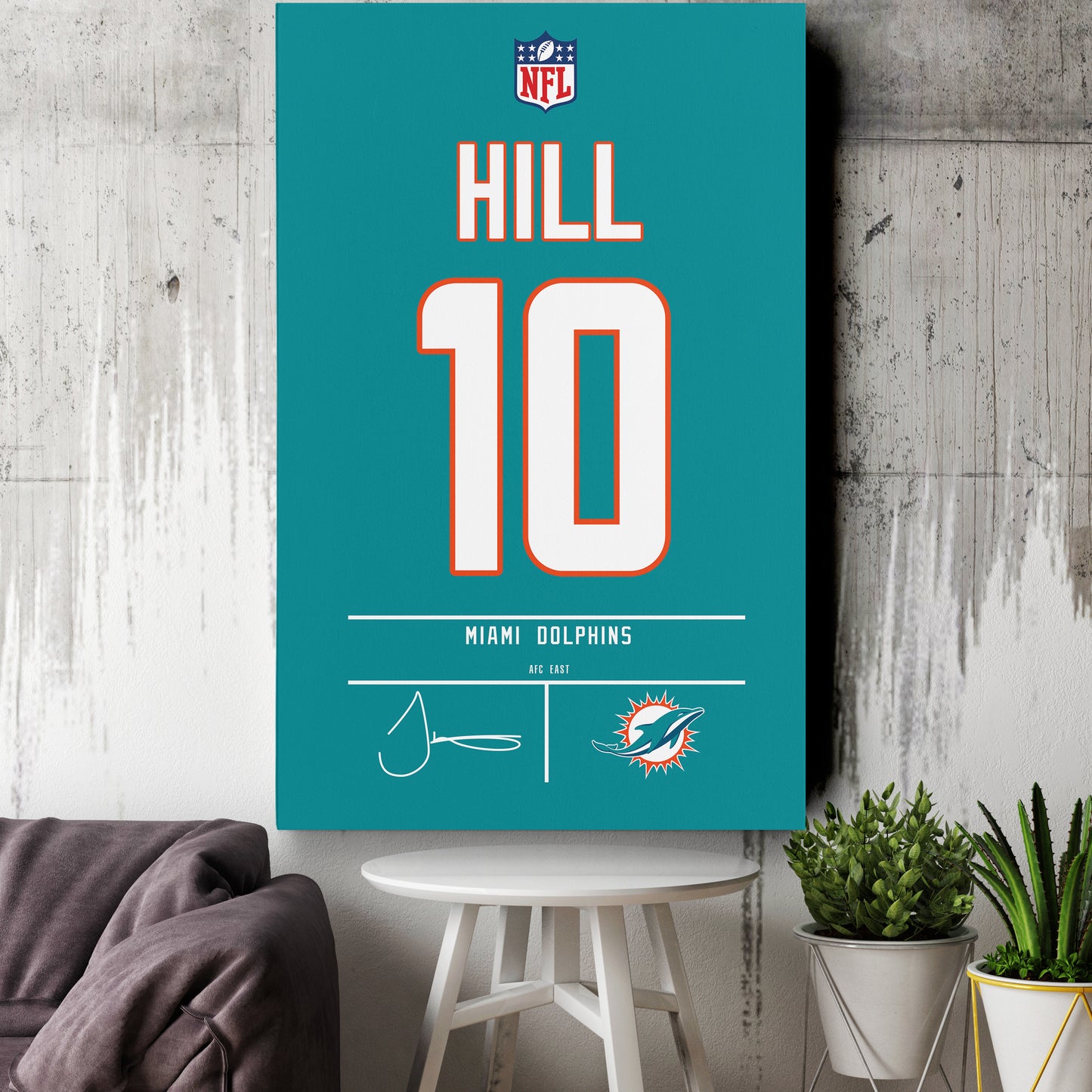 Tyreek Hill Dolphins Jersey Canvas Print | Wall Art Decor