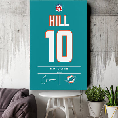 Tyreek Hill Dolphins Jersey Canvas Print | Wall Art Decor