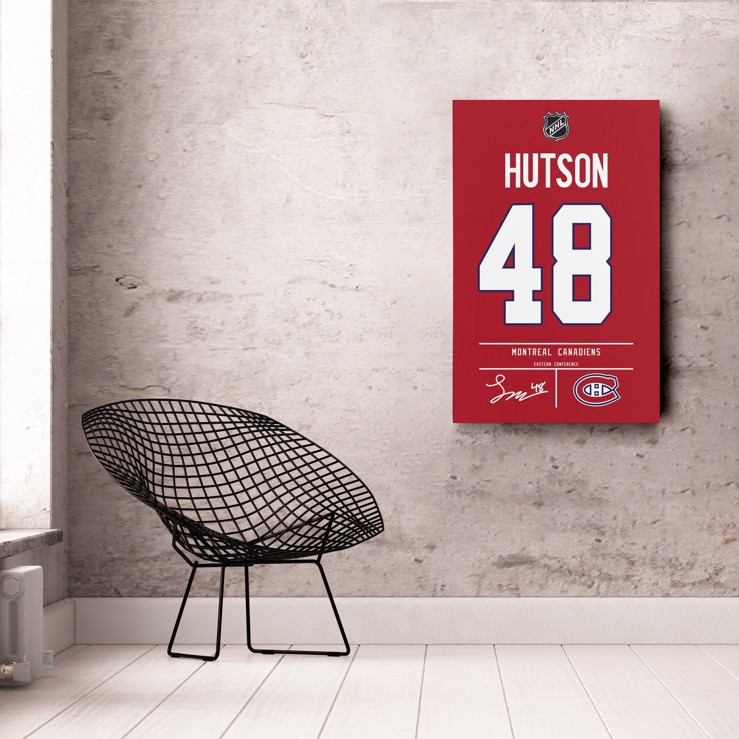 Lane Hutson Montreal Canadiens Jersey Canvas Wall Art
