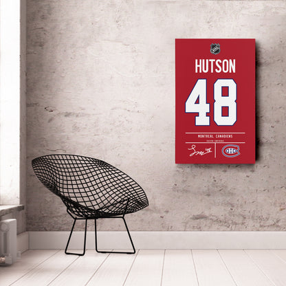 Lane Hutson Montreal Canadiens Jersey Canvas Wall Art