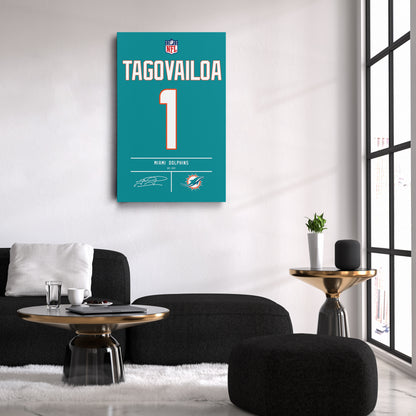 Tua Tagovailoa Dolphins Jersey Canvas Print | Wall Art Decor
