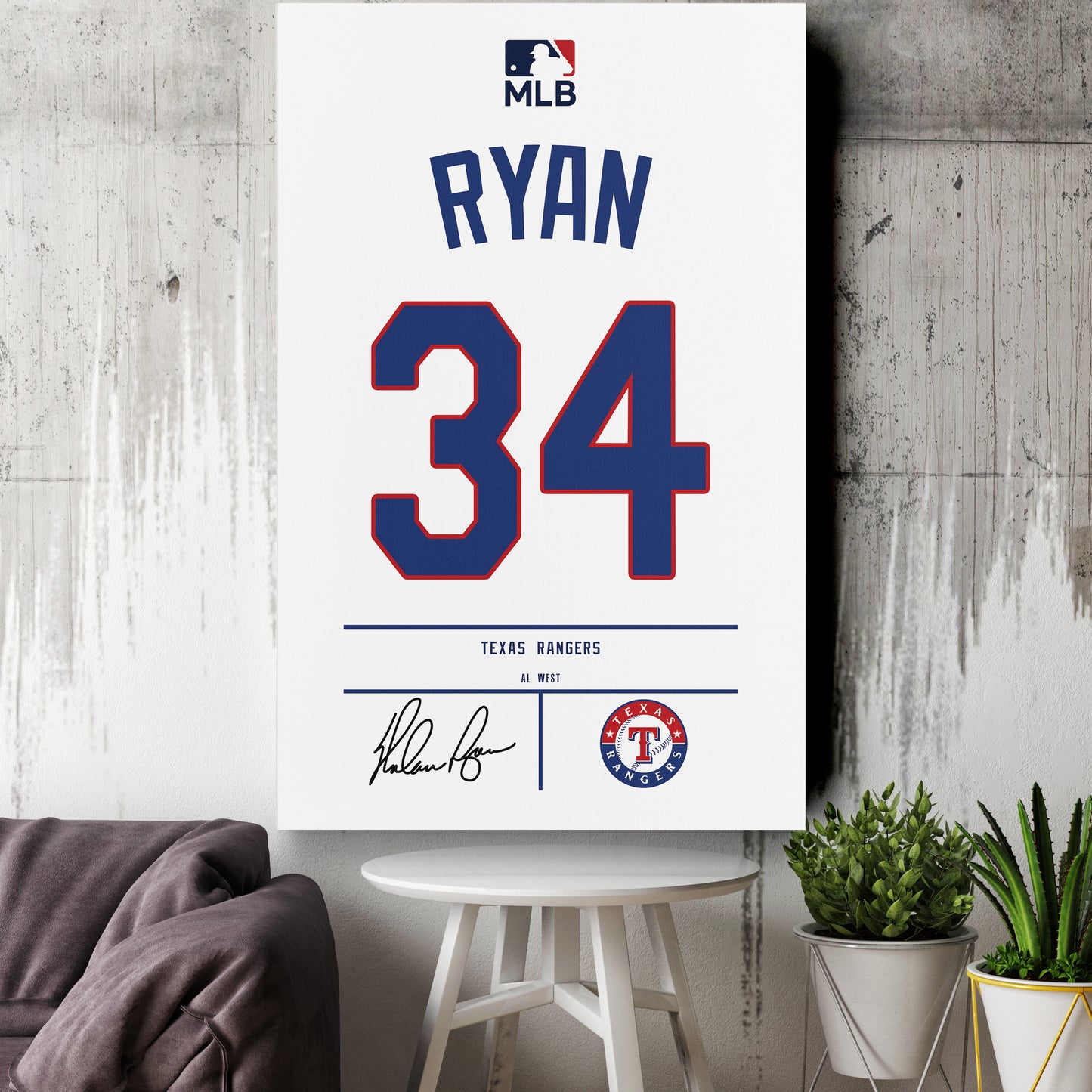 Nolan Ryan Rangers Jersey Canvas Print | Wall Art Decor