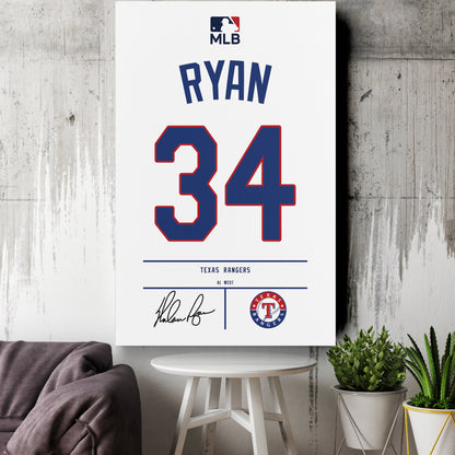 Nolan Ryan Rangers Jersey Canvas Print | Wall Art Decor