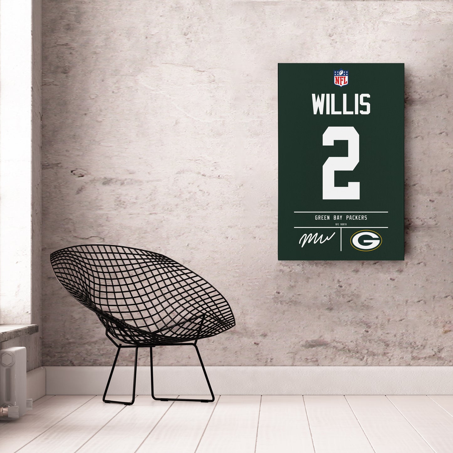 Malik Willis Green Bay Packers Jersey Canvas Wall Art