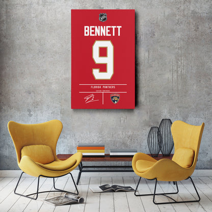 Sam Bennett Florida Panthers Jersey Canvas Wall Art