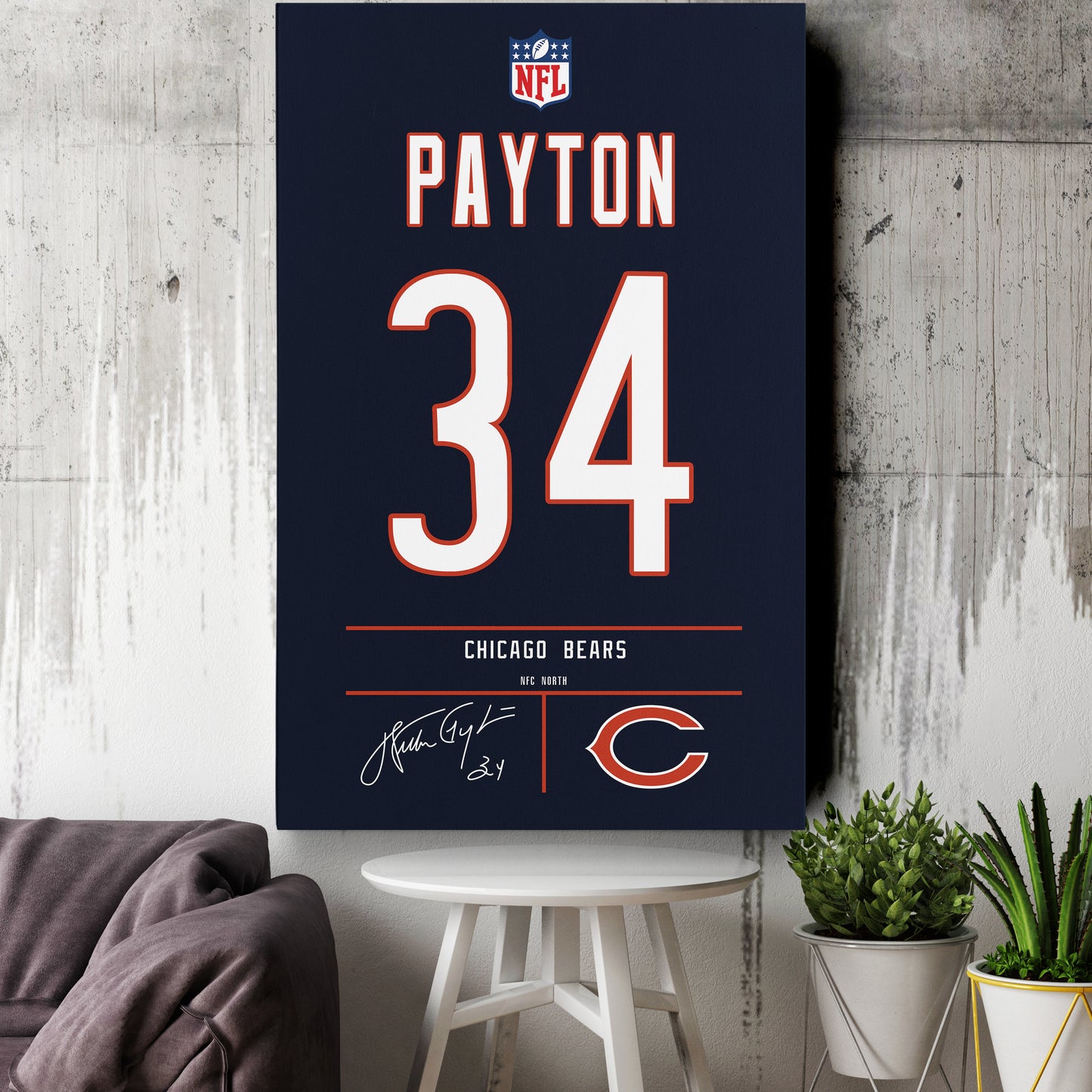 Walter Payton Bears Jersey Canvas Print | Wall Art Decor