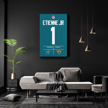 Travis Etienne Jaguars Jersey Canvas Print | Wall Art Decor