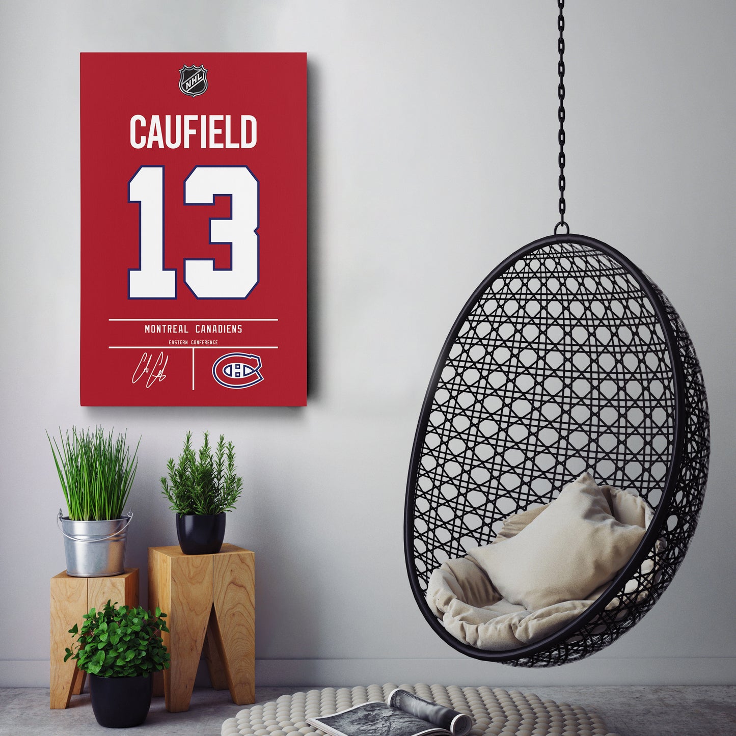 Cole Caufield Montreal Canadiens Jersey Canvas Wall Art
