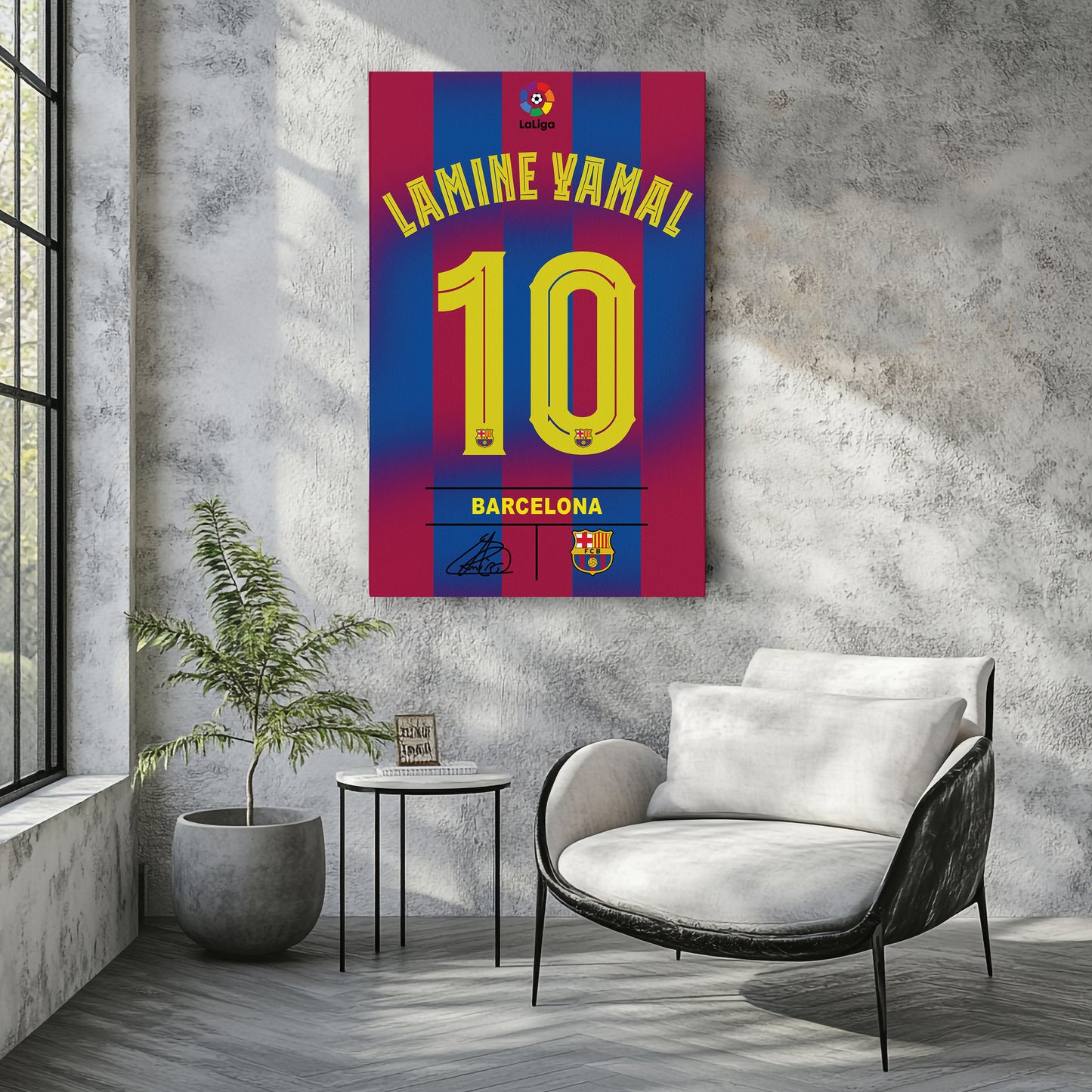 Lamine Yamal Barcelona Jersey Canvas Wall Art
