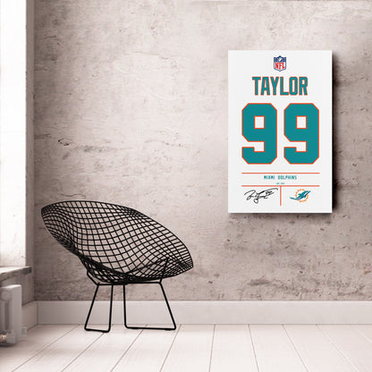 Jason Taylor Dolphins Jersey Canvas Print | Wall Art Decor