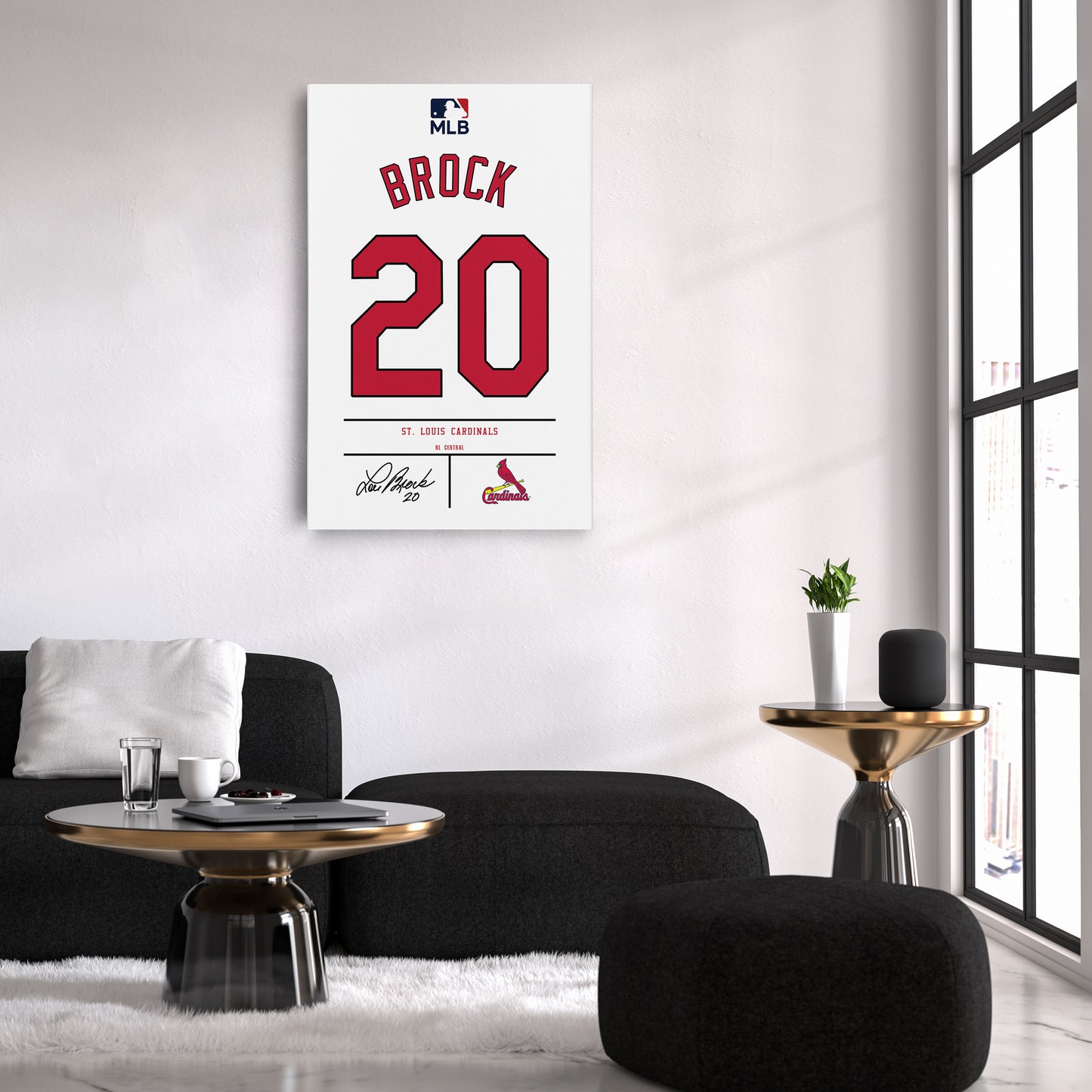 Lou Brock  St. Louis Cardinals Jersey Canvas Wall Art