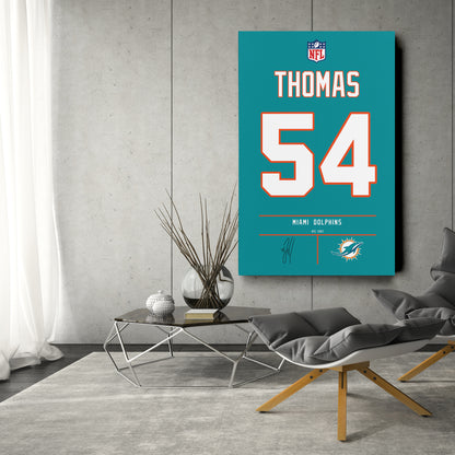Zach Thomas Dolphins Jersey Canvas Print | Wall Art Decor