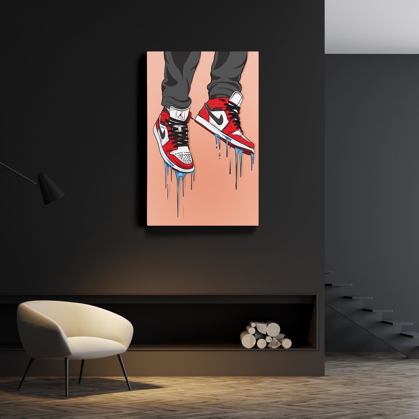 Air Jordan 1 Mid Classic Poster Painting Canvas Print  Sneakerhead Wall Art