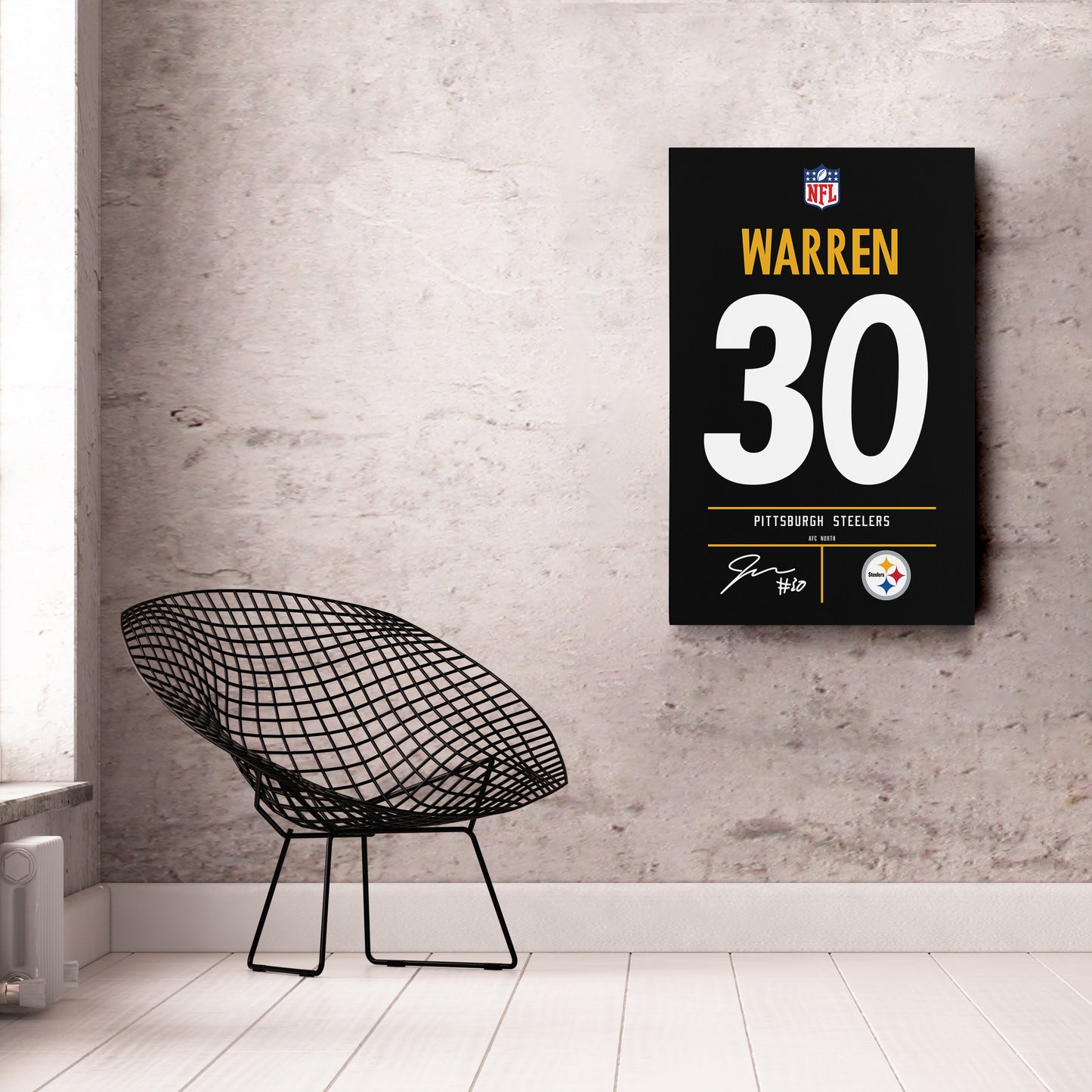 Jaylen Warren Pittsburgh Steelers Jersey Canvas Wall Art